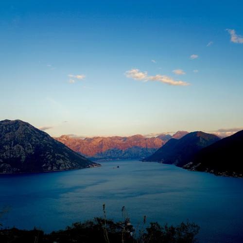 Kotor bay in sunset